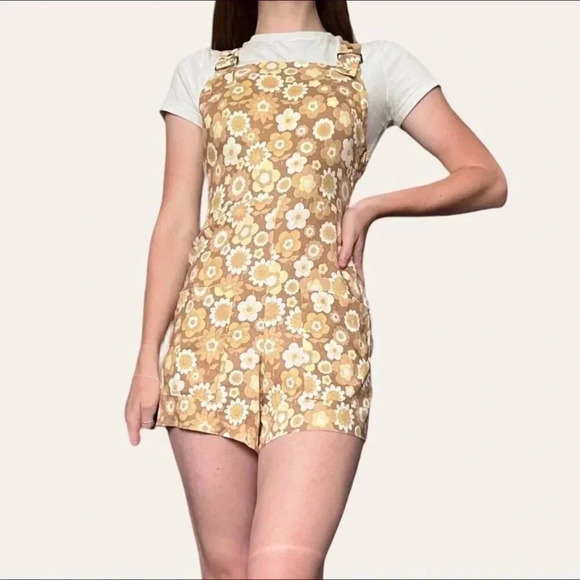 Afends NWT sustainable hemp retro floral overalls - MJ Playsuit in Sienna - Picture 6 of 8